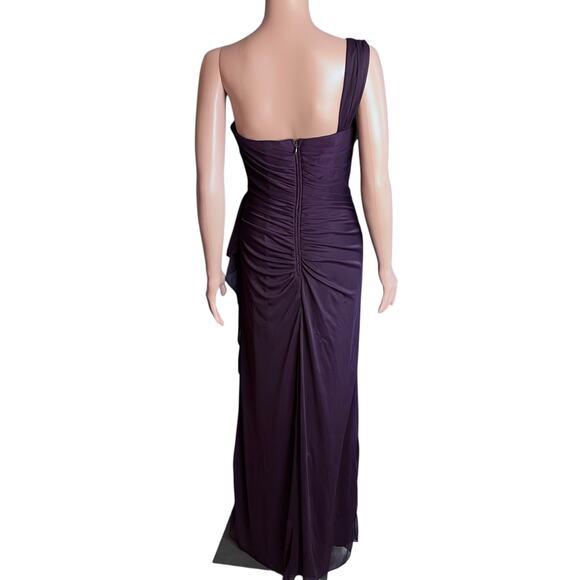 Xscape One Shoulder Ruched Chiffon Maxi Dress 10 Cocktail Formal Prom Ball FLAWS - Picture 6 of 8